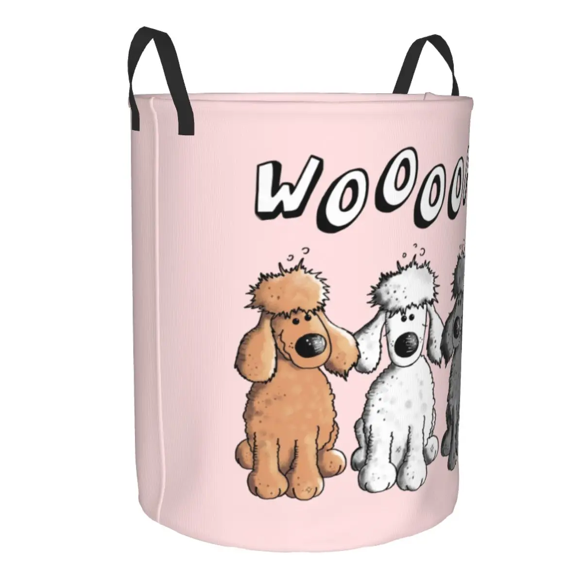 Customized Woof Poodles Laundry Hamper Large Storage Basket Cartoon Poodle Dog Girls Boys Toy Organizer