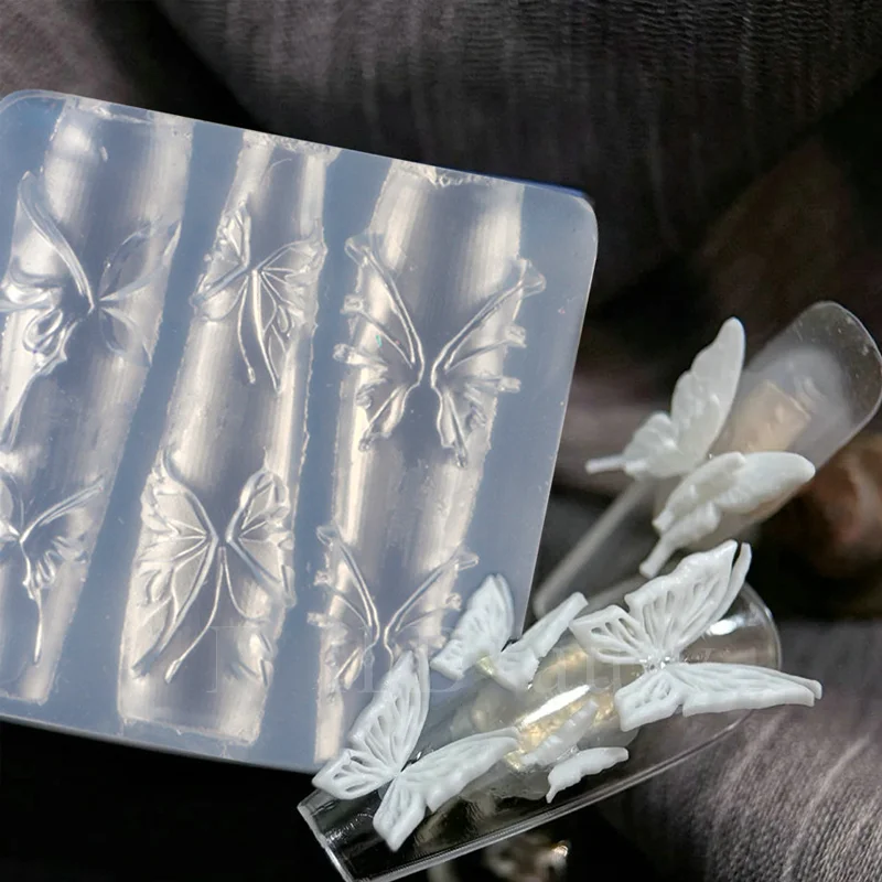 1 Stücke Schmetterlinge Multi-Designs 3D Carving Silikon Nagelform DIY Design Silikon Nail art Nägel Werkzeug