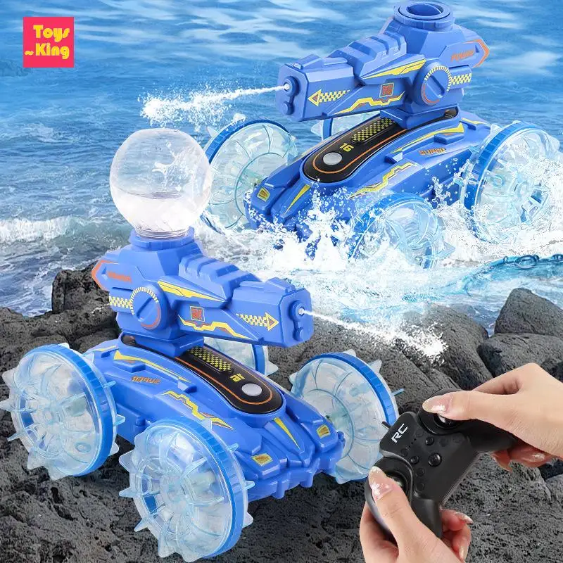 

2.4G RC Amphibious Rolling Car With Lights Spray Water Shooting 4CH Remote Control 4 Wheel Drive Off-road Vehicle Kids Toys Gift