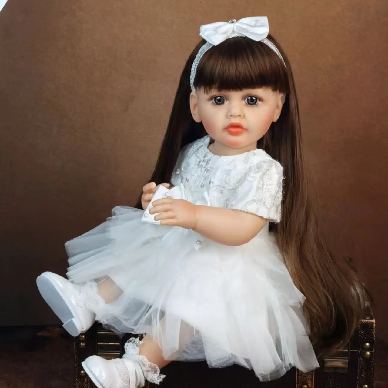 Elegant Princess Reborn Baby Doll Realistic 55 cm Full Silicone Vinyl Newborn Baby Doll Kids Playmates DIY Early Educational Toy