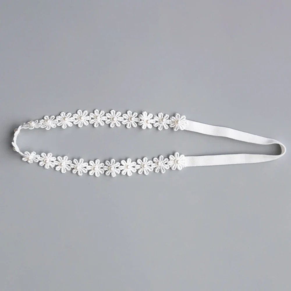 Sparkling Pearls Baby Head Band Elastic Newborn Photography Accessories Rhinestones Baby Girls Headbands Lace Rompers Clothes