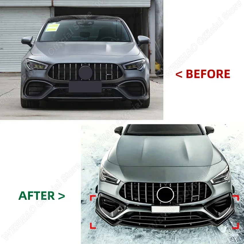 Car Front Bumper Lip Splitter Diffuser Body Kit Spoiler Bumpers Protector For Mercedes-Benz CLA Class C118 CLA 45 AMG 2020-2023