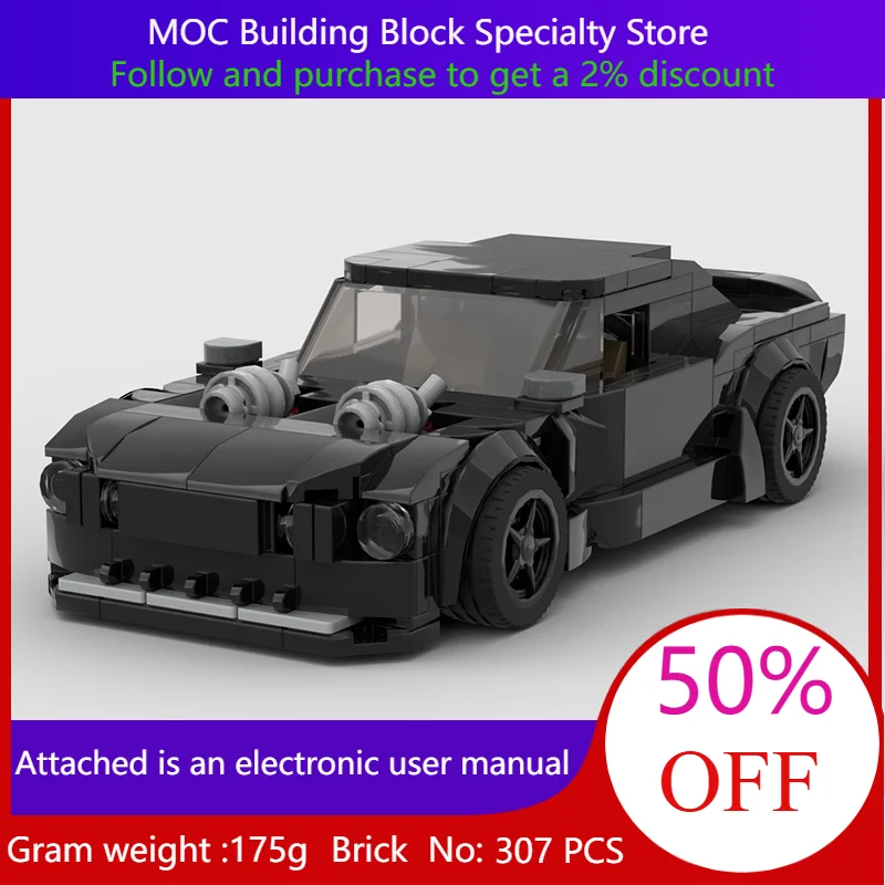 

Модель строительного блока 307, детали автомобиля Mustang, широкая версия с 8 отверстиями, креативный рождественский подарок для мальчиков и взрослых