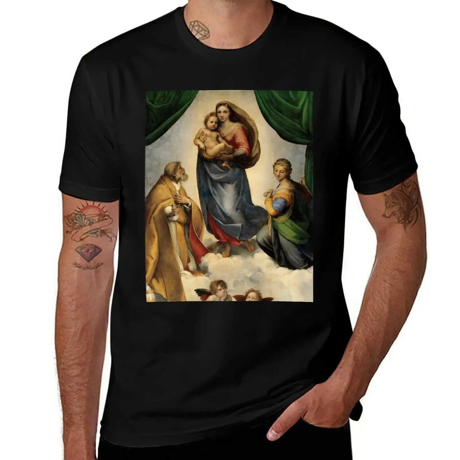 The Sistine Madonna Oil Painting by Raphael T-Shirt street wear essential t shirt custom t-shirts mens tall t shirts