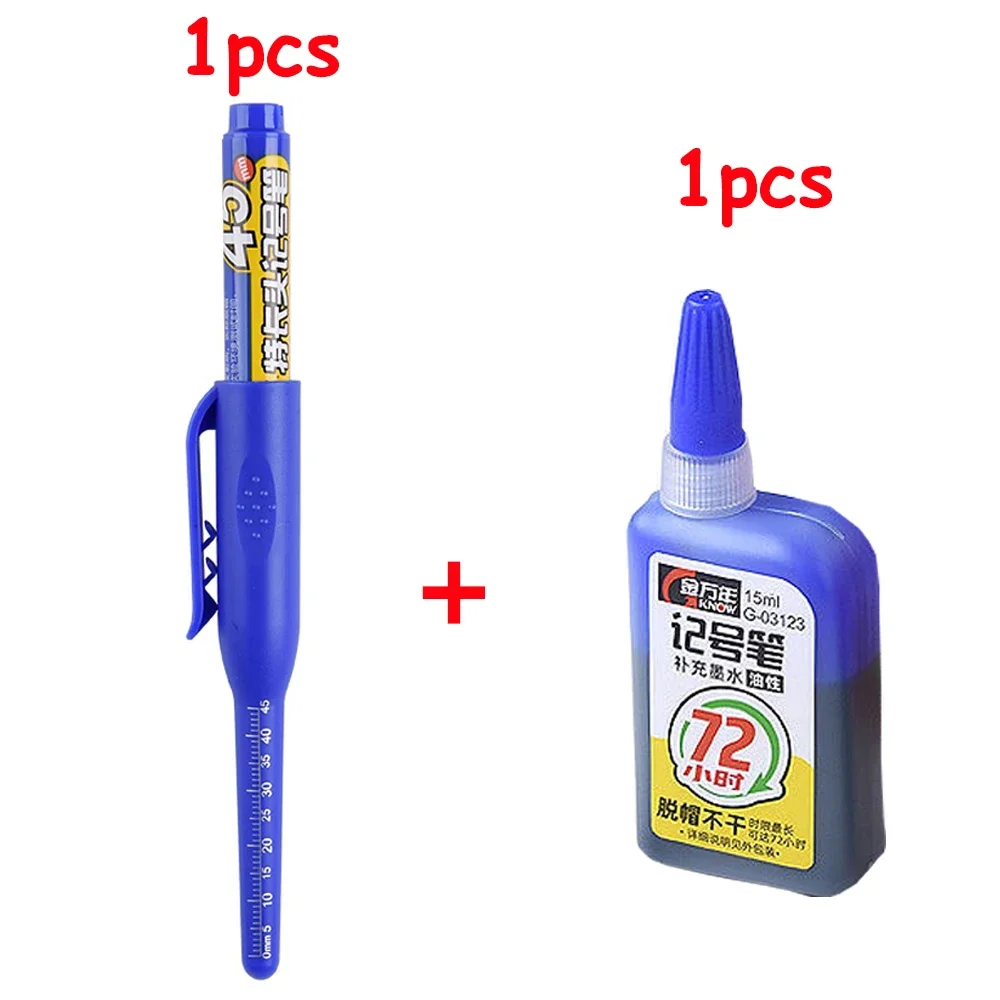 1-6 Stück 45mm wasserdichte lange Kopfs pitze tiefe Loch markierungen Stift fliesen Zimmermanns stift Mehrzweck für die Holz bearbeitung schwarz/blau/rote Tinte