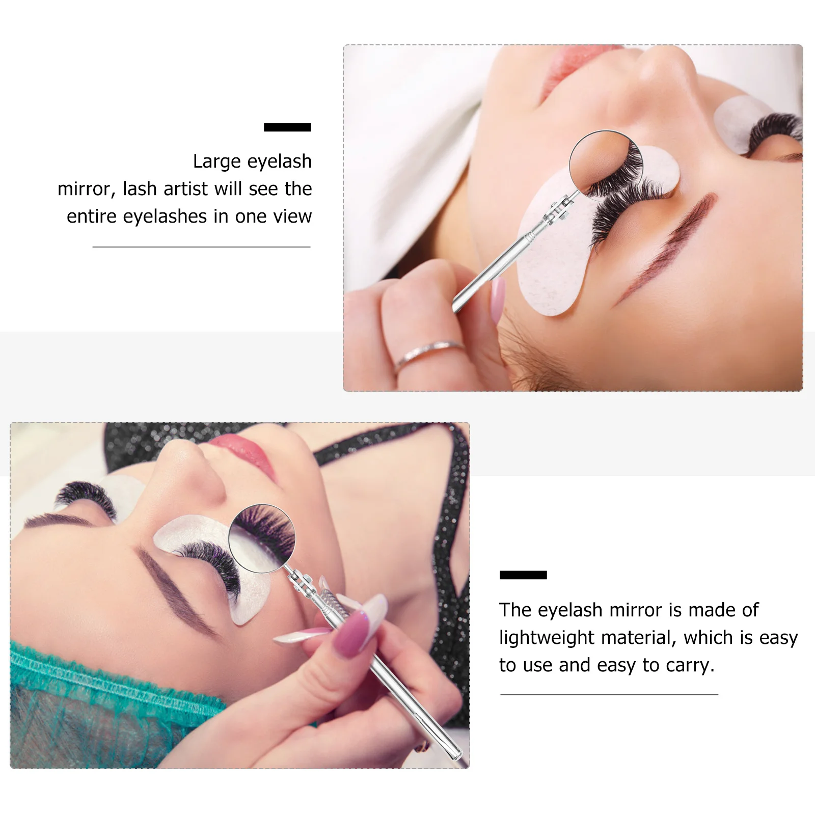 

2Pcs Telescopic Eyelash Mirror Folding Lash Extension Mirror Lightweight Adjustable Lash Artist Tool Beauty Salon Tool