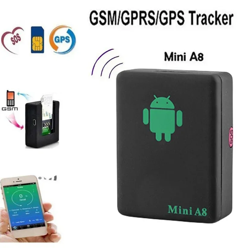 

Мини A8 без GPS-трекера, локатор в реальном времени, автомобильный адаптер для отслеживания домашних животных GSM/GPRS/LBS с кнопкой SOS, USB-кабель