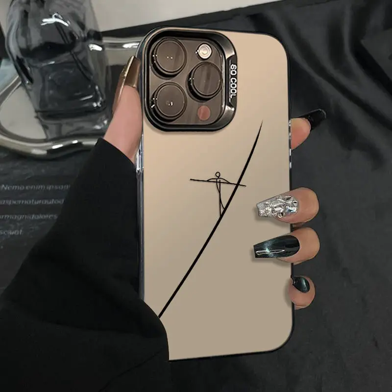 

Simple sketch pattern design phone case for iPhone 16 15 14 13 12 11 Pro/ Max/Plus shock-proof rear cover anti-fingerprint