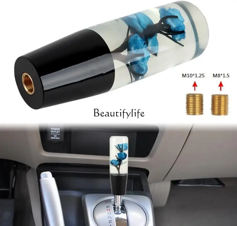 jj4 Cross-border hot-selling, car modification cherry blossom gear head 10CM JDM pink with flowers, acrylic wave head