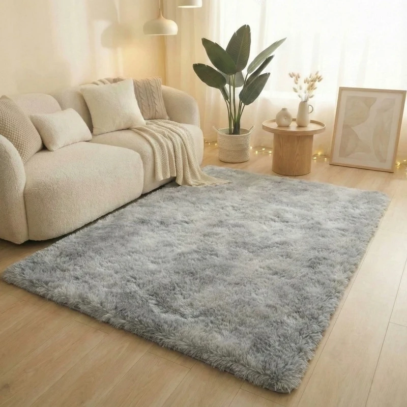Graue Batik-Shaggy-Teppiche Ultra Weiche Rutschfeste Plüsch-Teppiche Schlafzimmer Wohnzimmer Kinderzimmer Große Größe Wohndekor Bodenmatten – Detail 2
