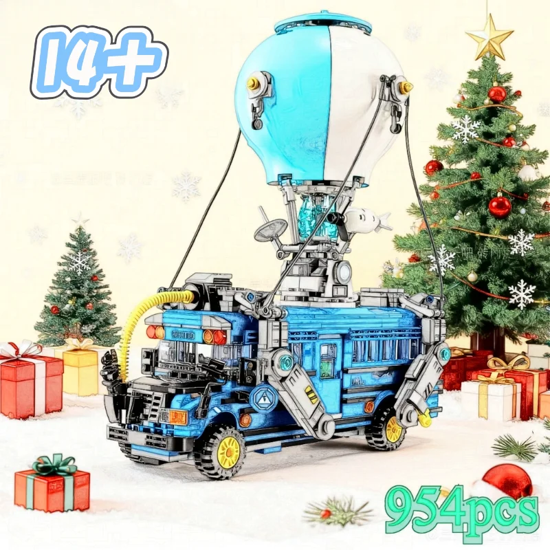 

954 шт., строительные блоки Battle Bus, модель кирпичей MOC-77073, орнамент, игрушки для детей и взрослых, подарки на день рождения, Рождество, домашний декор