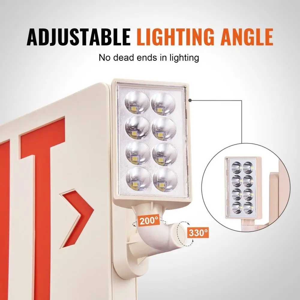 ป้ายทางออกฉุกเฉิน LED พร้อมแบตเตอรี่สํารองไฟหัวคู่ไฟทางออกเชิงพาณิชย์ตัวอักษรสีแดงรับรอง UL