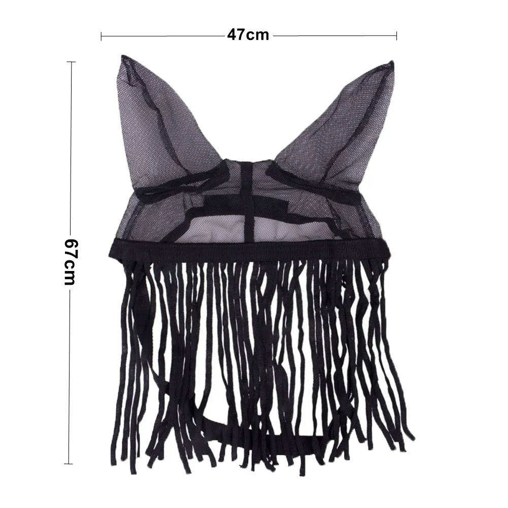 غطاء ذبابة الحصان مع شرابات من نسيج البوليستر المسامي قابل للتعديل مناسب لركوب الخيل والبيئات المستقرة #3