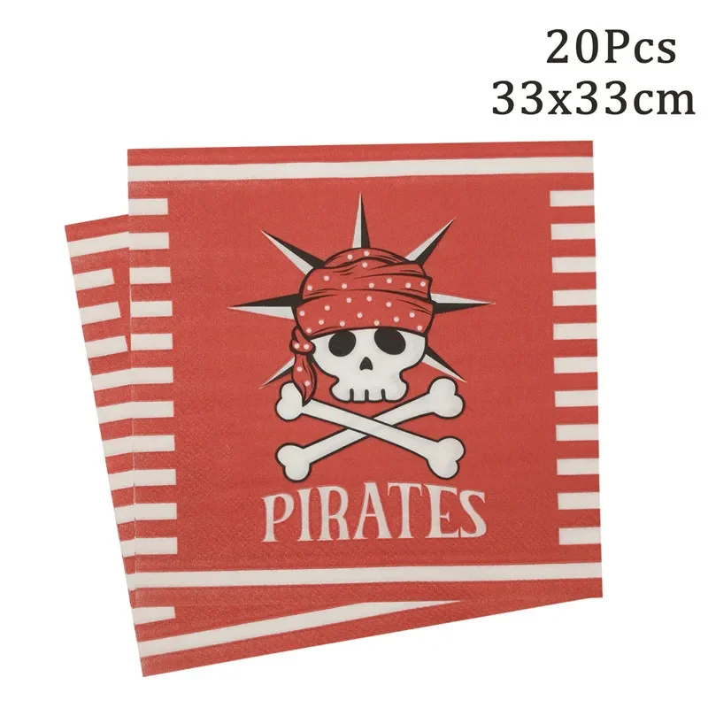 20/16Pcs Pirate Treasure Map Disposable Napkins Kids Happy Birthday Party Baby Shower Pirate Theme Party Decorative Supplies