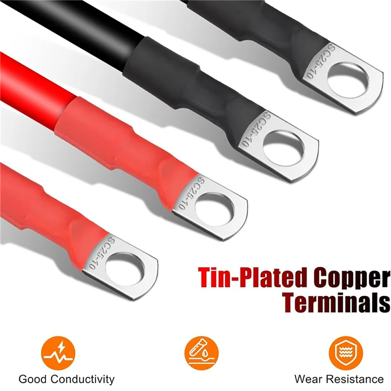 

12PCS 4 AWG Battery Cables,30CM Marine Battery Inverter Cables Set, With 3/8In Tinned Copper Lugs,For Automotive Solar