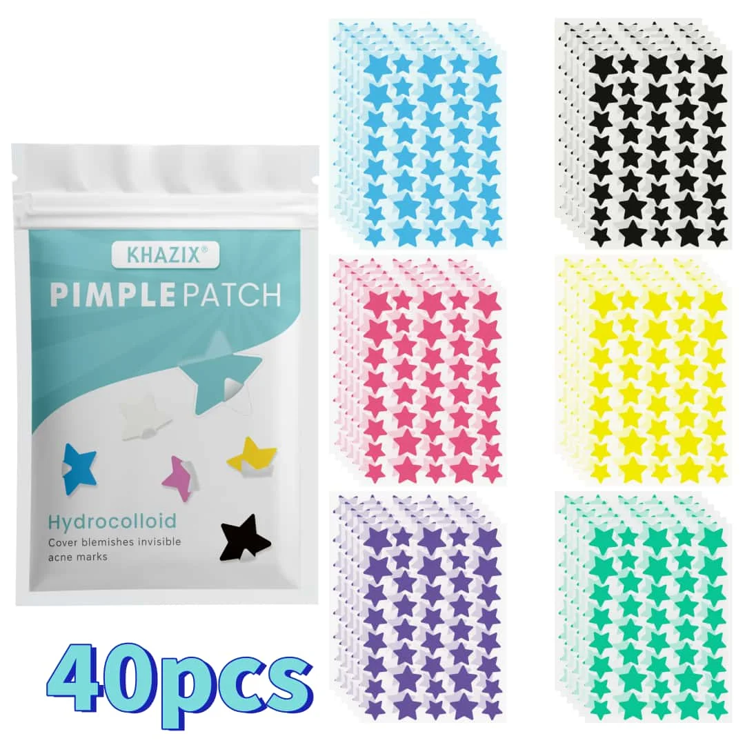 40 pieces of multi-color star acne patches, facial acne patches, concealer acne patches, and pimples patches, ultra-thin.