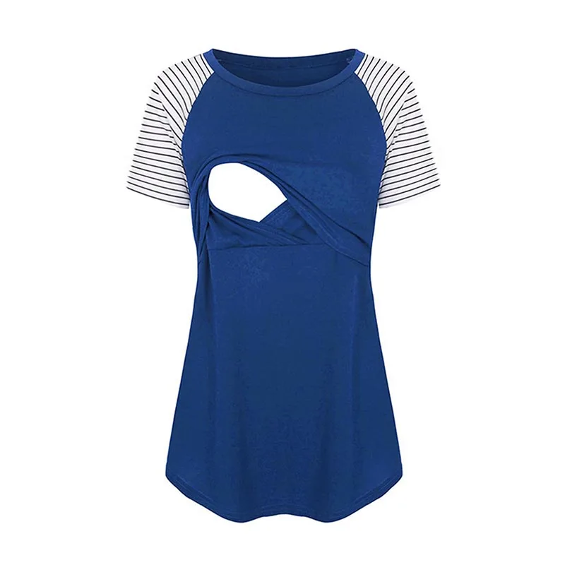 Blusa informal de maternidad para mujer, Tops suaves de lactancia, camiseta de manga corta de verano, ropa de embarazo, lactancia materna