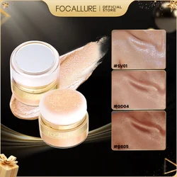 FOCALLURE Glitter Bronzers Highlighter Powder Palette Makeup Shimmer Illuminator Face Contour Blusher Body Highlighter Cosmetics