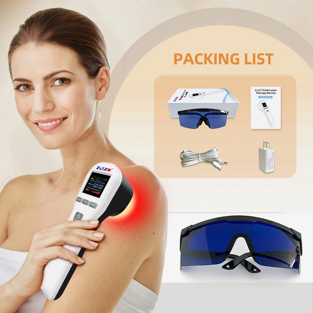 ZJZK 880mW Lllt Behandling Laser For Shoulder Pain 650nmX16Diodes+808nmX4Diodes Laser Low Level Therapy Ulcers Tendinitis