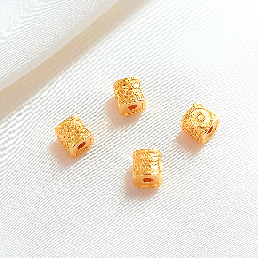 Brass Coated Gold Zircon Inlay Chinese Style Flower Ball Gourd Partition Bead DIY Jewelry Making Necklace Bracelet Accessory