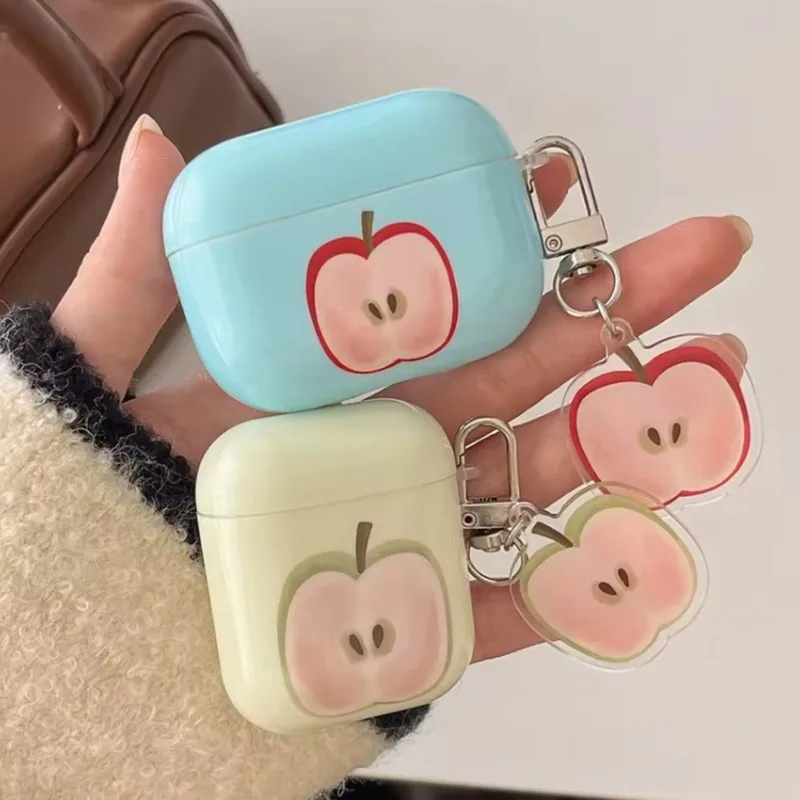 

Cute Apple Couple Silicone Earphone Case For Airpods 4 3 2 1 Wireless Earphone Headphones Covers For AirPods Pro with Pendant