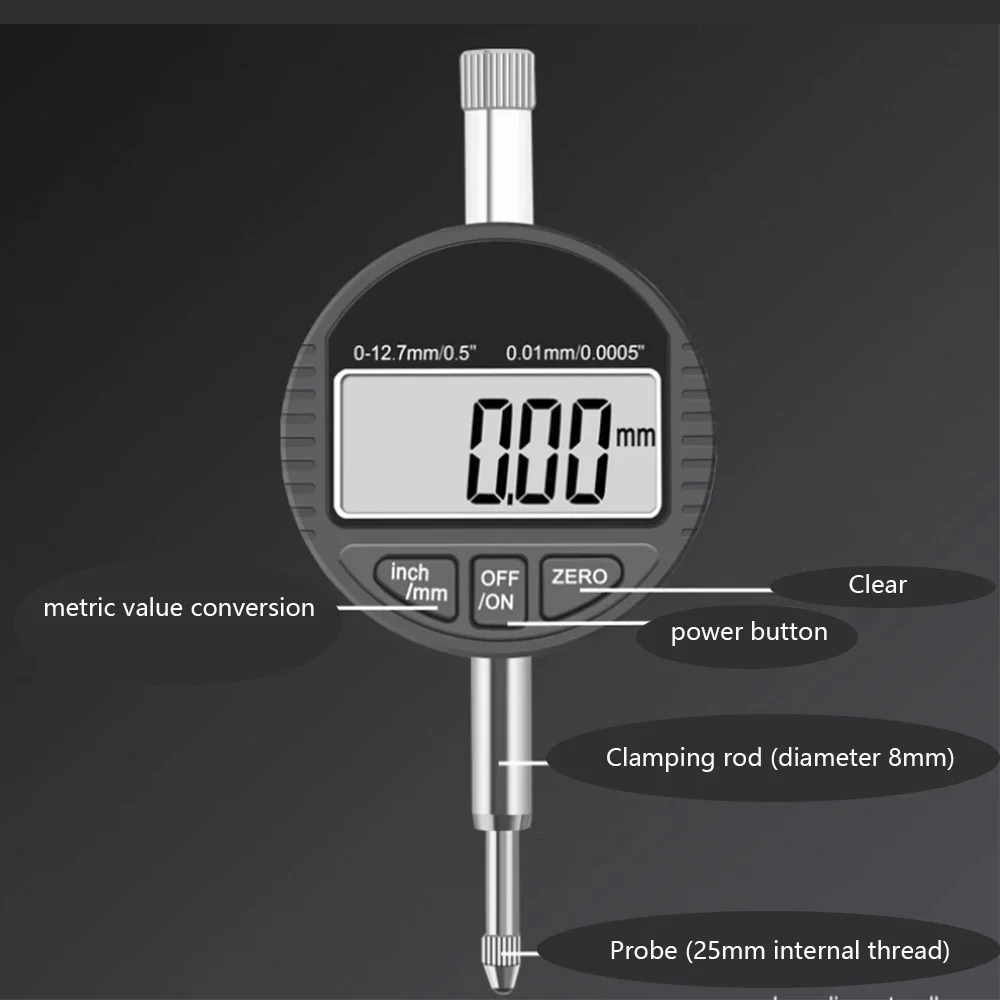 Digital Dial Indicator0.01 Electronic Indicator Displacement Meter Height Meter Digital Dial Indicator Length Runout Measurement