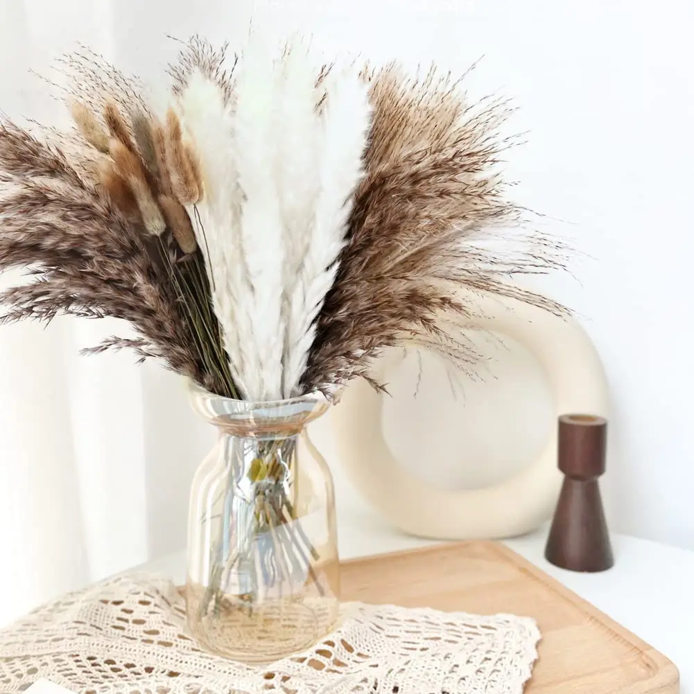 

72-Pack Fluffy Dried Reed Bouquet Rustic Farmhouse Party Table Garden Home Decor Father's Day Wedding Birthday Arrangement