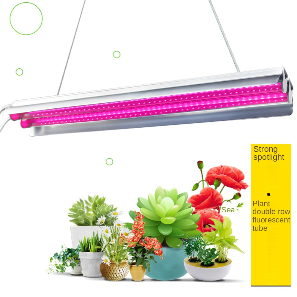 

LED Plant Growth Supplement Light Double Tube Aluminum Spotlight Lampshade 85-260v 18W Plant Growth Flowering Full Spectrum Led