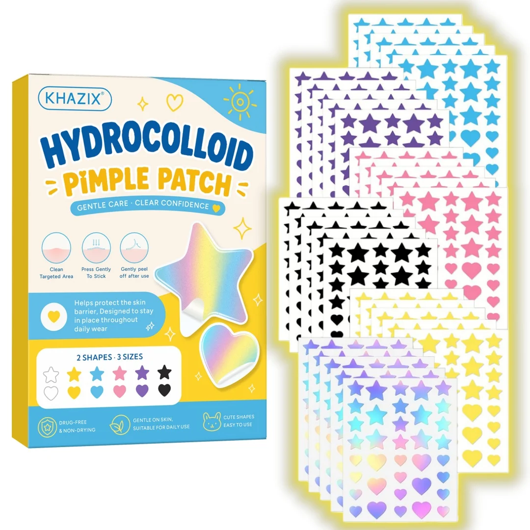 216/1080Pcs Colorful Star Hydrocolloid Skin Patches, 7 Shades For Day & Night Use, Invisible Thin Facial Care Patches