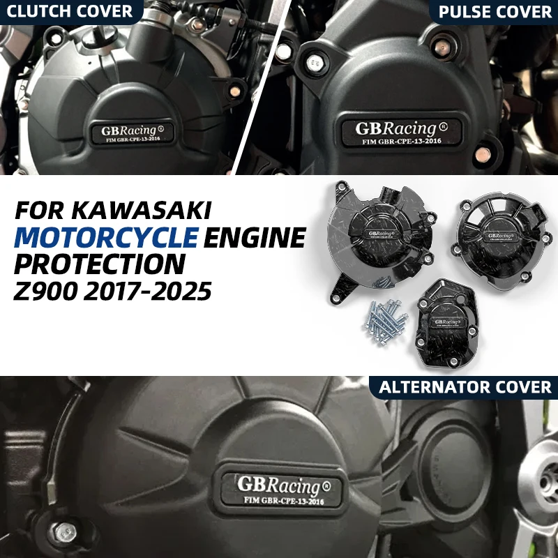 Accesorios Para Motos GBRacing Off-Road Guard Set For KAWASAKI Z900 Z900SE 2017-2026 Alternator Clutch Pulse Cover Terrain-Proof