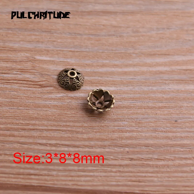 100pcs 3*8*8mm Two Color Receptacle Hollow MINI Flower DIY Spaced Jewelry Accessories Charms For Jewelry Making