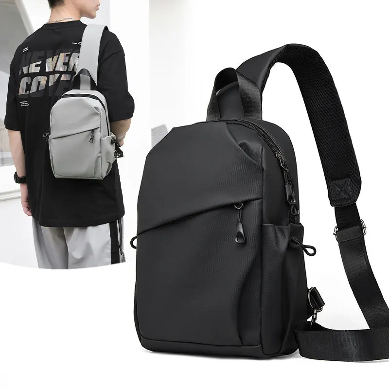 

Fashion Men's Chest Bag Motorcycle Film Waterproof Black Small Sling Backpack Simple Casual Crossbody Bag Trendy Men's Bag