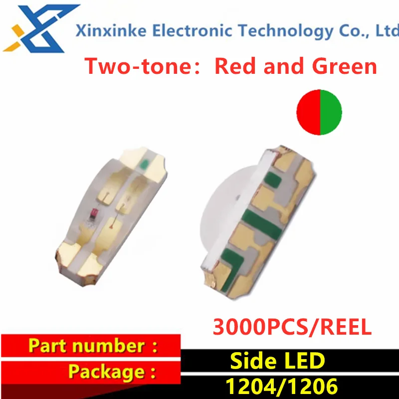 

3000PCS 1204 Double-color Side Light SMD LED Two-tone Red and Green Light Emitting Diode ﻿1206