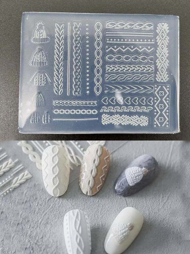 1pc maglione linea cappello stampo 3D decorazioni per unghie in silicone modelli fai da te ultrasottili stampo per unghie artigianato gioielli