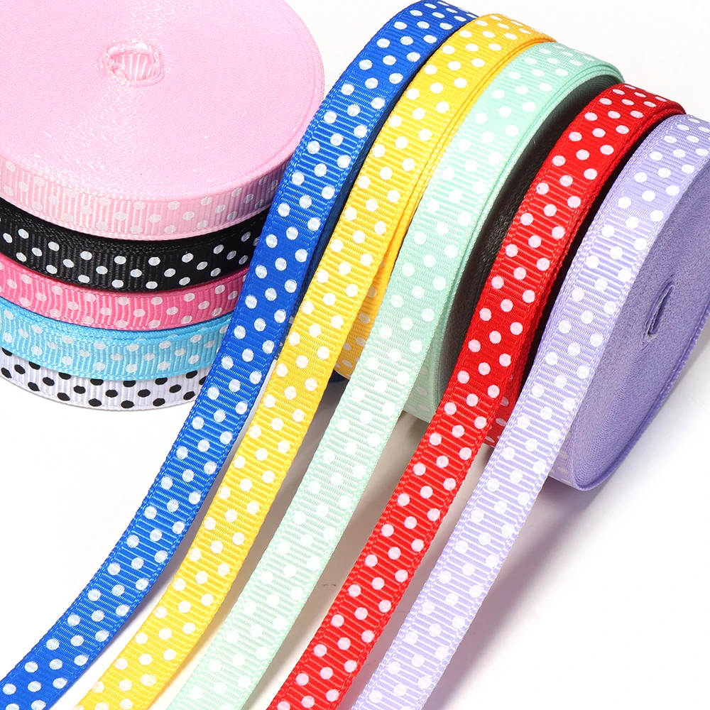 10Yards 10mm Druck Polka Dots Polyester Satin Band Hochzeitsfeier Dekoration Geschenkverpackung Haarbögen DIY Weihnachtszubehör – Detail 5