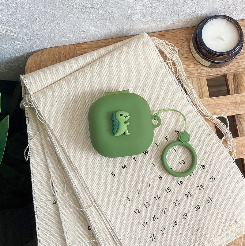 การ์ตูน Earaphone กล่องสำหรับ Samsung Galaxy Buds 2/Buds สด/Buds Pro กรณีตลกไดโนเสาร์ซิลิโคนป้องกันฝาครอบพร้อมพวงกุญแจ