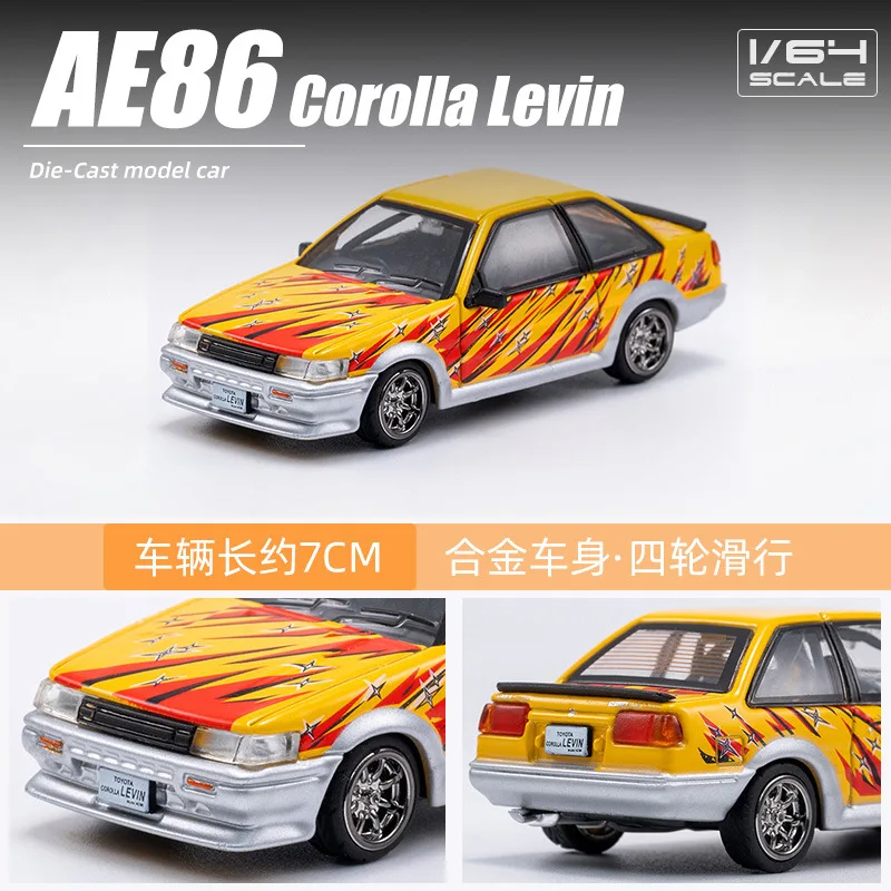 DCT 1:64 AE86 Diecast Model Car Right-hand Drive Classical Vehicle Holiday Toy Gifts for Boys Girls Adults Hobby Collection