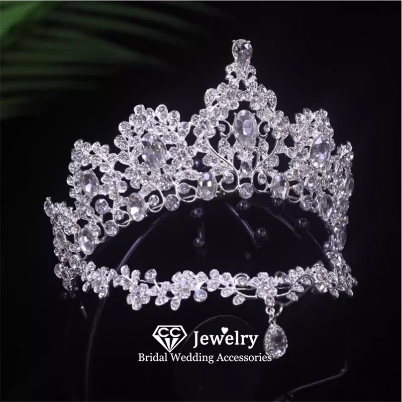 CC Crowns for Women Wedding Luxury Headbands Engagement Jewelry Bridal Dress Separable Tiaras Water Drop Shape Pendants AN472