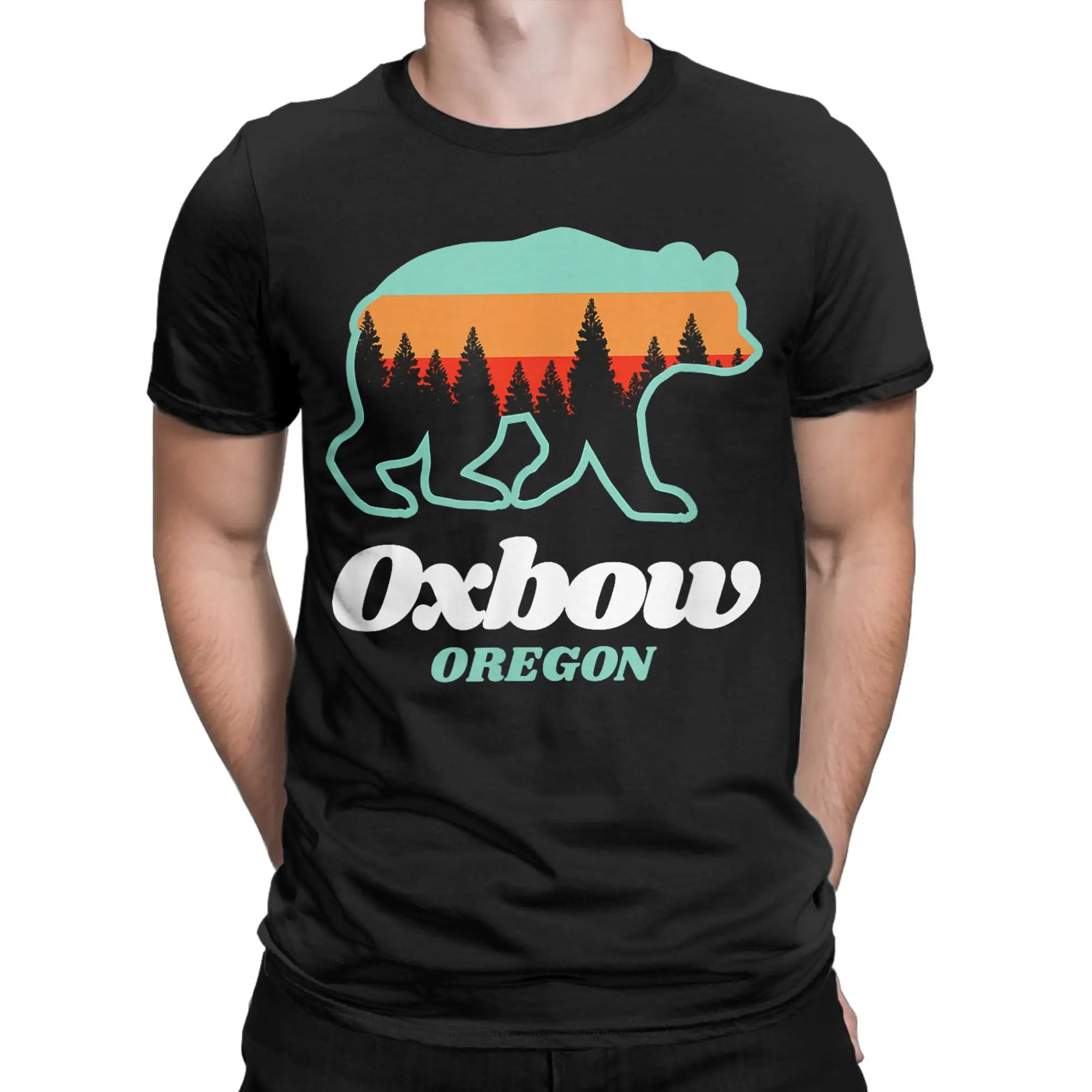 الرجال Oxbow أوريغون الصيد الصيف الدب تي شيرت الجبل ملابس قطنية نقية موضة قصيرة الأكمام الجولة الرقبة المحملة الكبار تي شيرت