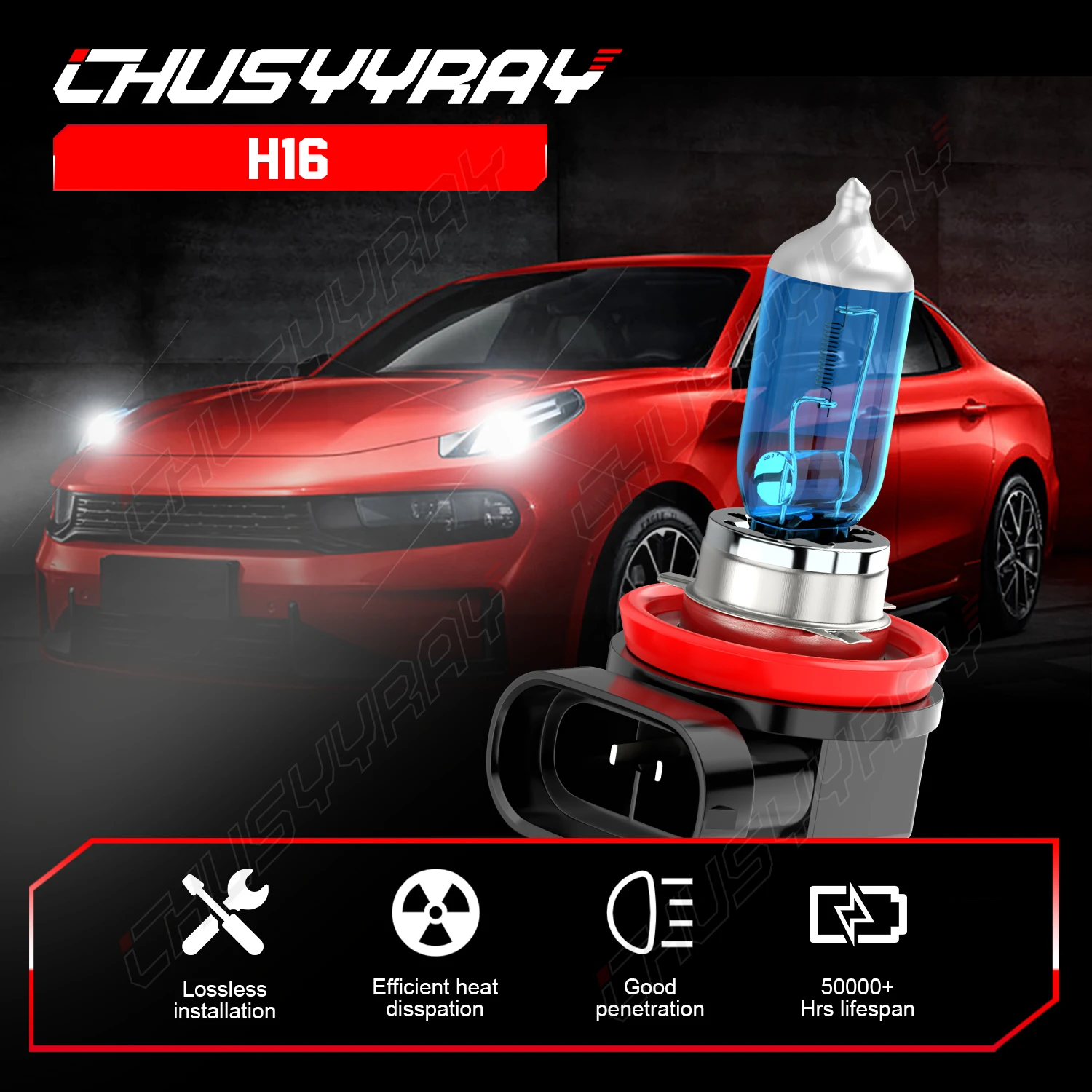 

CHUSYYRAY 2PCS Car lights H16 Super Bright LED Headlights High Low Beam Fog Light Bulb White 6000K Car accsesories