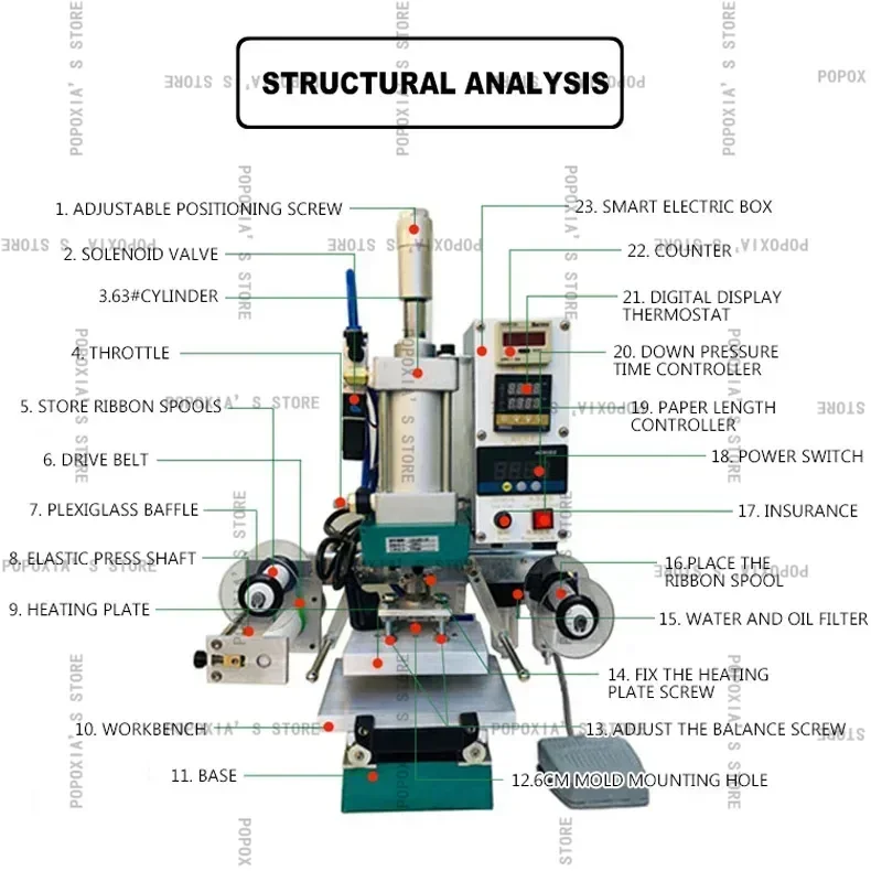 Pneumatic Hot Stamping Machine Leather Wood Brand    Tools