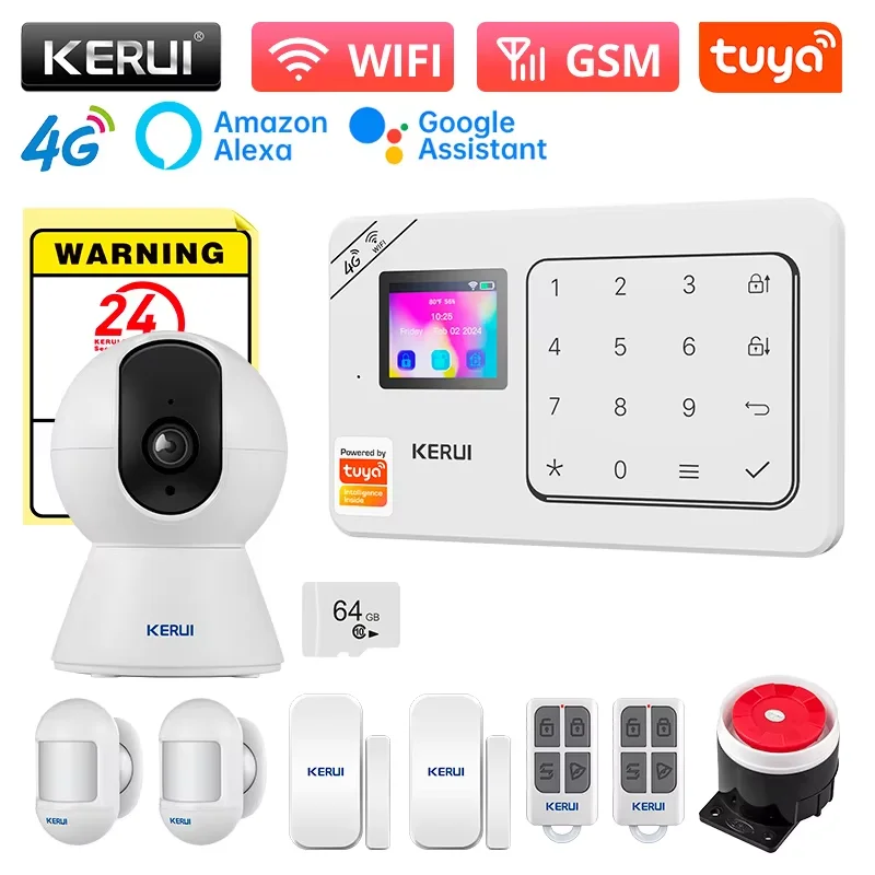 

KERUI Alarm System for Home Burglar Security 433MHz GSM Home Alarm Wireless W184 WiFi Alarm Tuya Smart App Work With Alexa