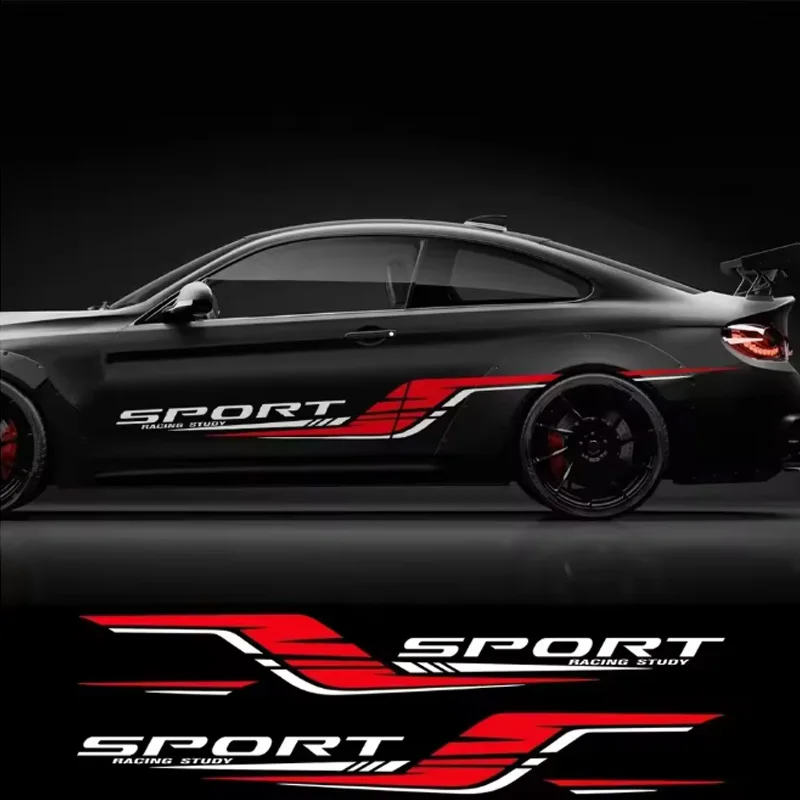 

2PCS Long Stripes Car Decal Left and Right Side Personalized Waterproof Vinyl Tuning Stickers For Auto Body Decor Accessories