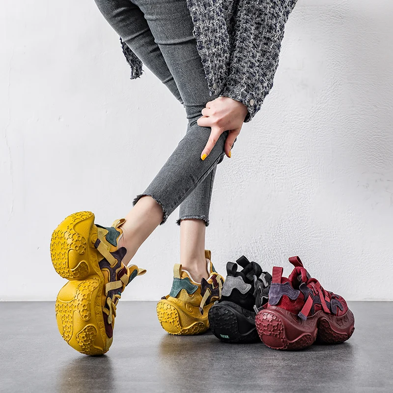 

ONGYSL Retro Platform Sneakers Women Chunky Dad Shoes Spring Trendy Lightweight EVA Non-Slip