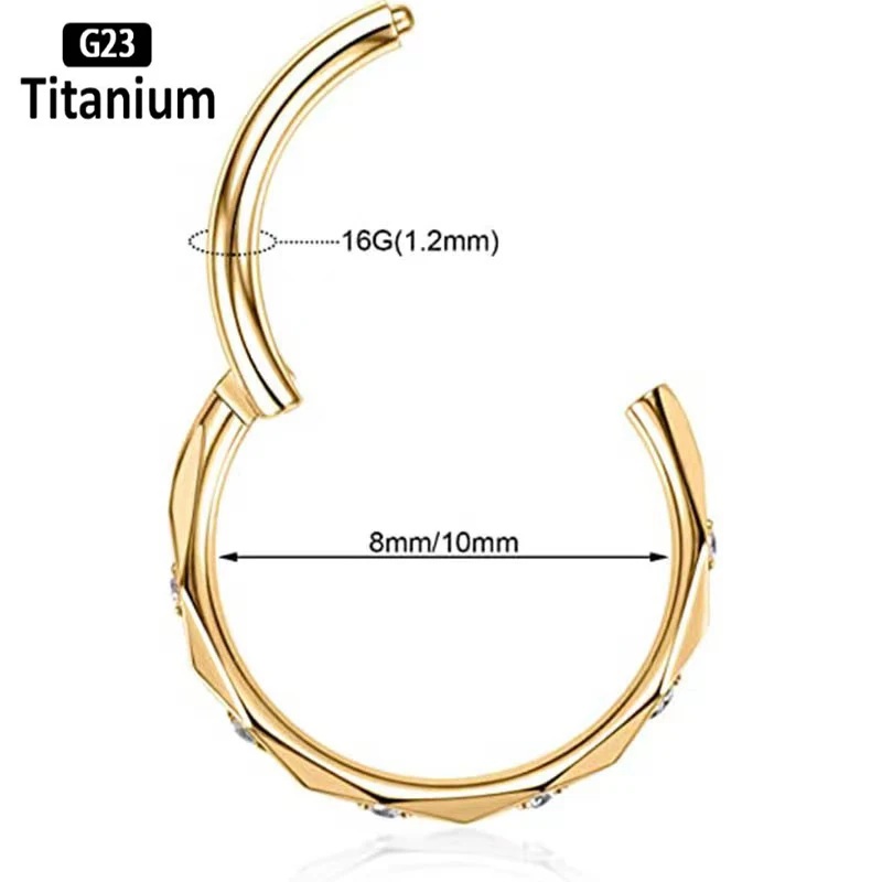 ASTM F136 Titanium Piercing Cutting surface CZ Clicker Nose Ring Septum Hoops Tragus Cartilage Helix Lobe Body Jewelry Earrings