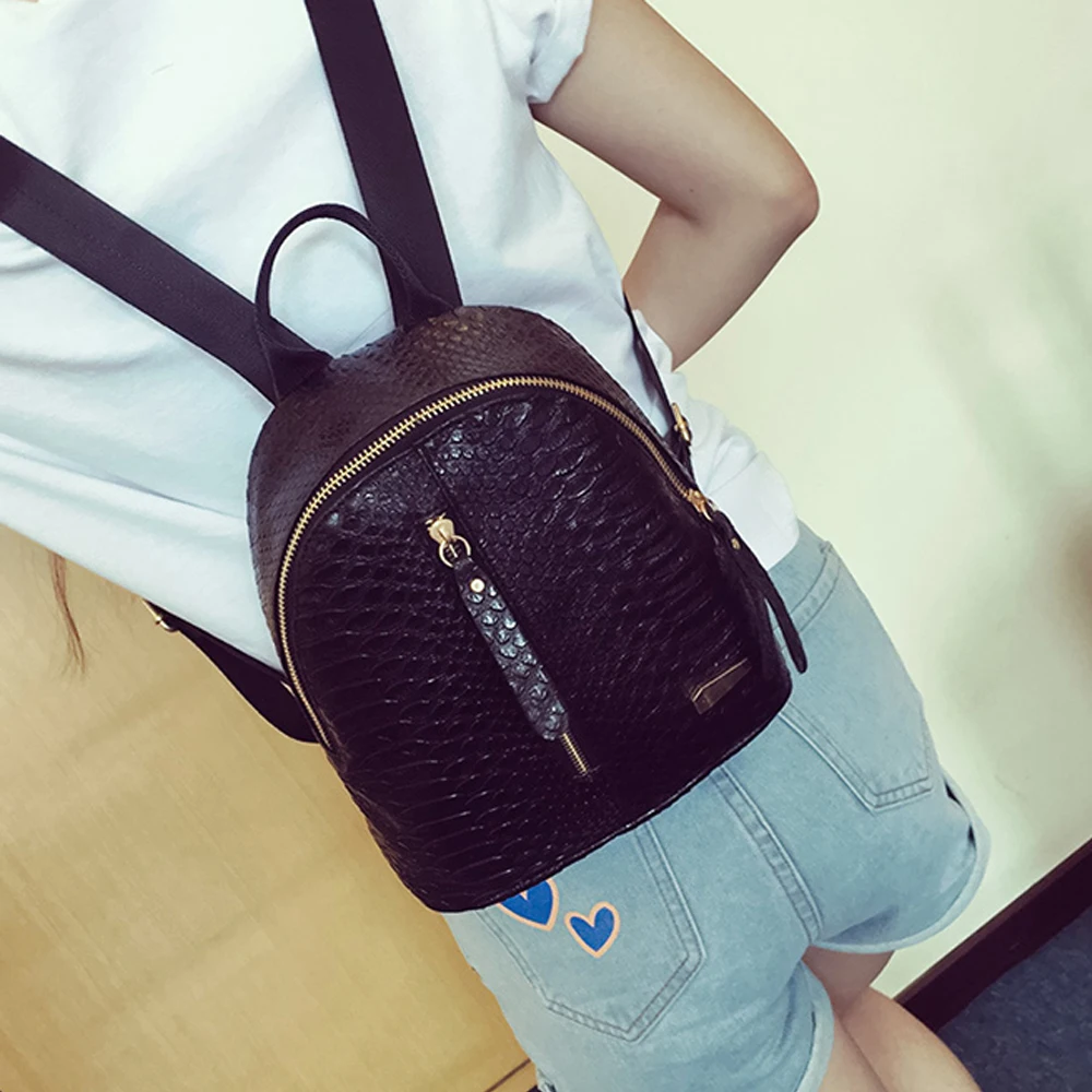 2023เป้สะพายหลังสำหรับเด็กผู้หญิงมัธยมปลายกระเป๋าหนัง PU แฟชั่น tas ransel MINI จระเข้ผู้หญิง