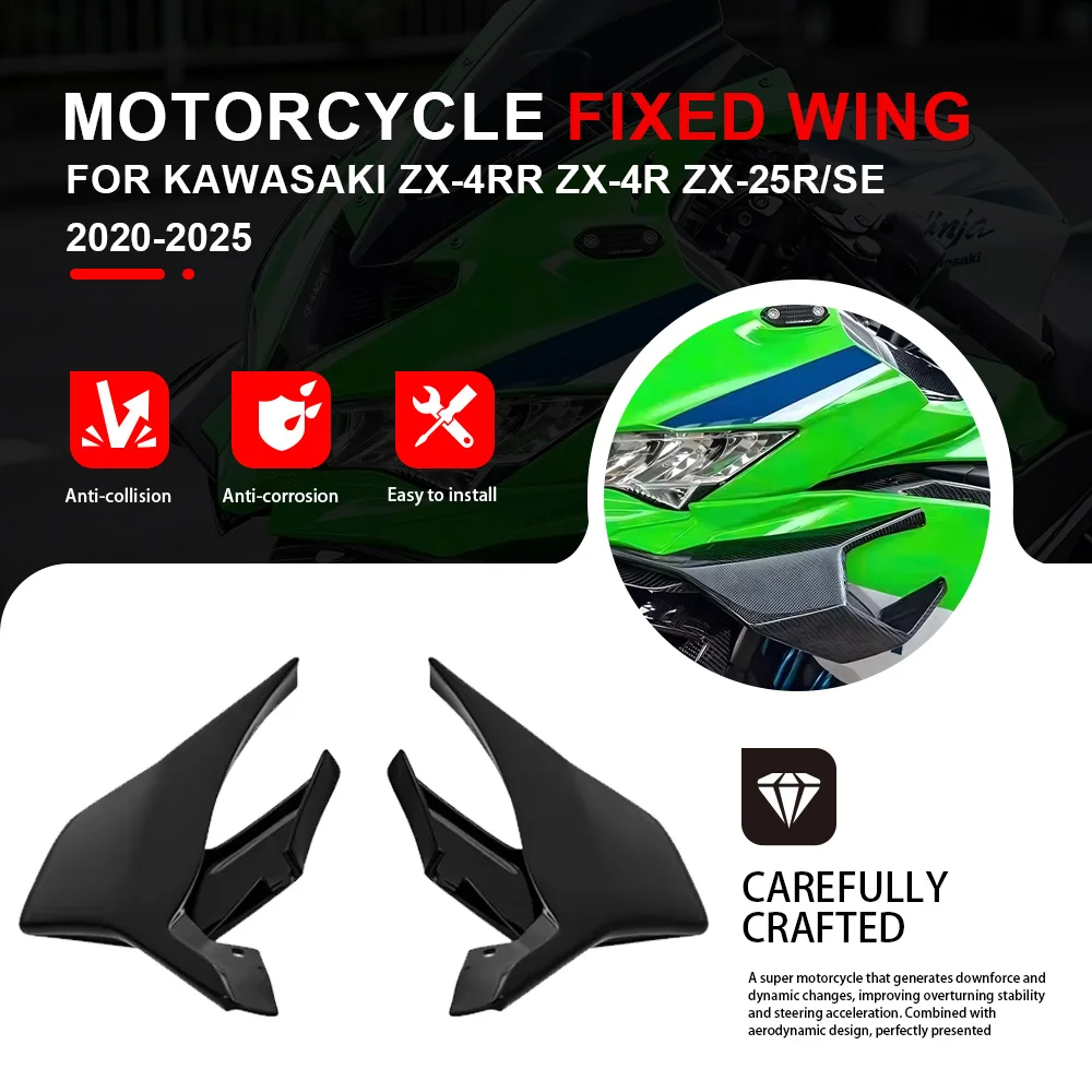 Motorcycle Side Winglet Fixed Wing Modified Spoiler For Kawasaki ZX-4RR ZX-4R ZX-25R/SE 2020-2025 Side Panel Air Deflector Kit
