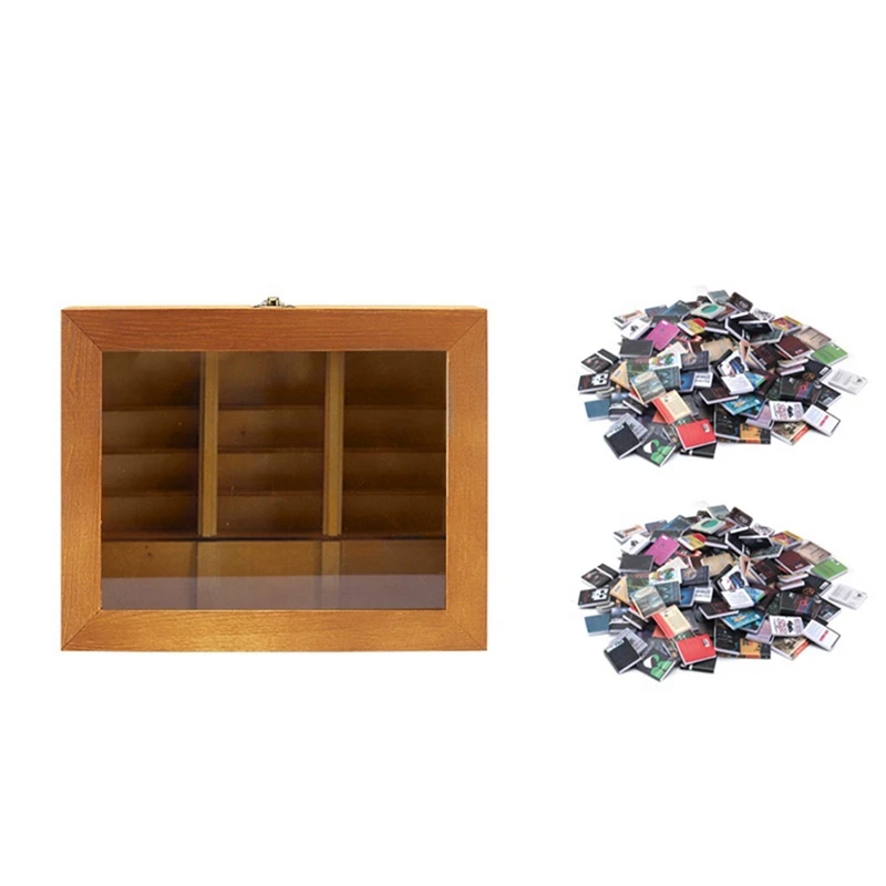 Creative Anti-Anxiety Bookshelf With 400 Books Miniature Library Wooden Bookshelf Fidget Toys Shake Away Your Anxiety Creative