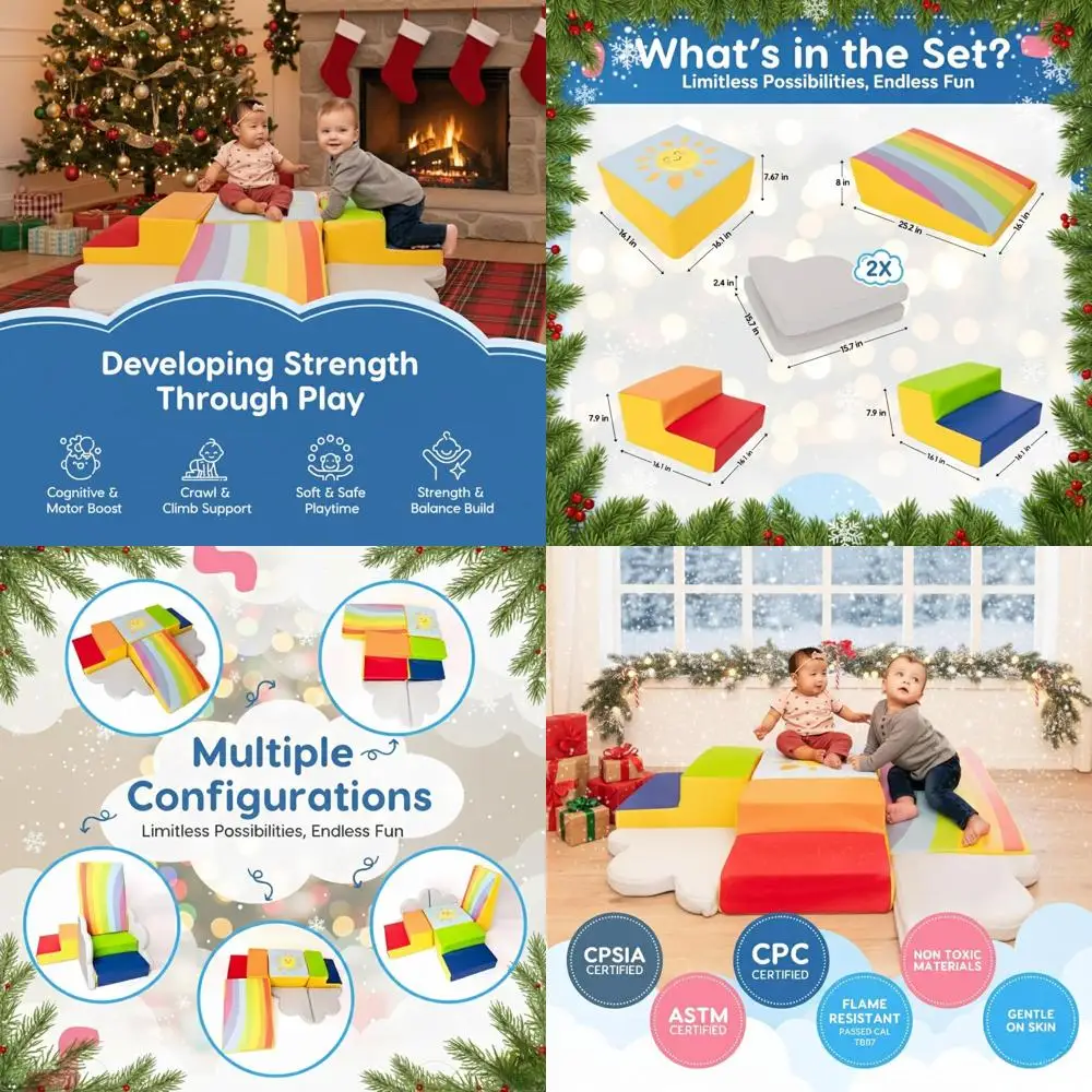 Set di blocchi di schiuma sicuri e coinvolgenti per i più piccoli - Gioco morbido da 6 pezzi per lo sviluppo motoristico, strisciante e riconoscimento dei colori - Clea