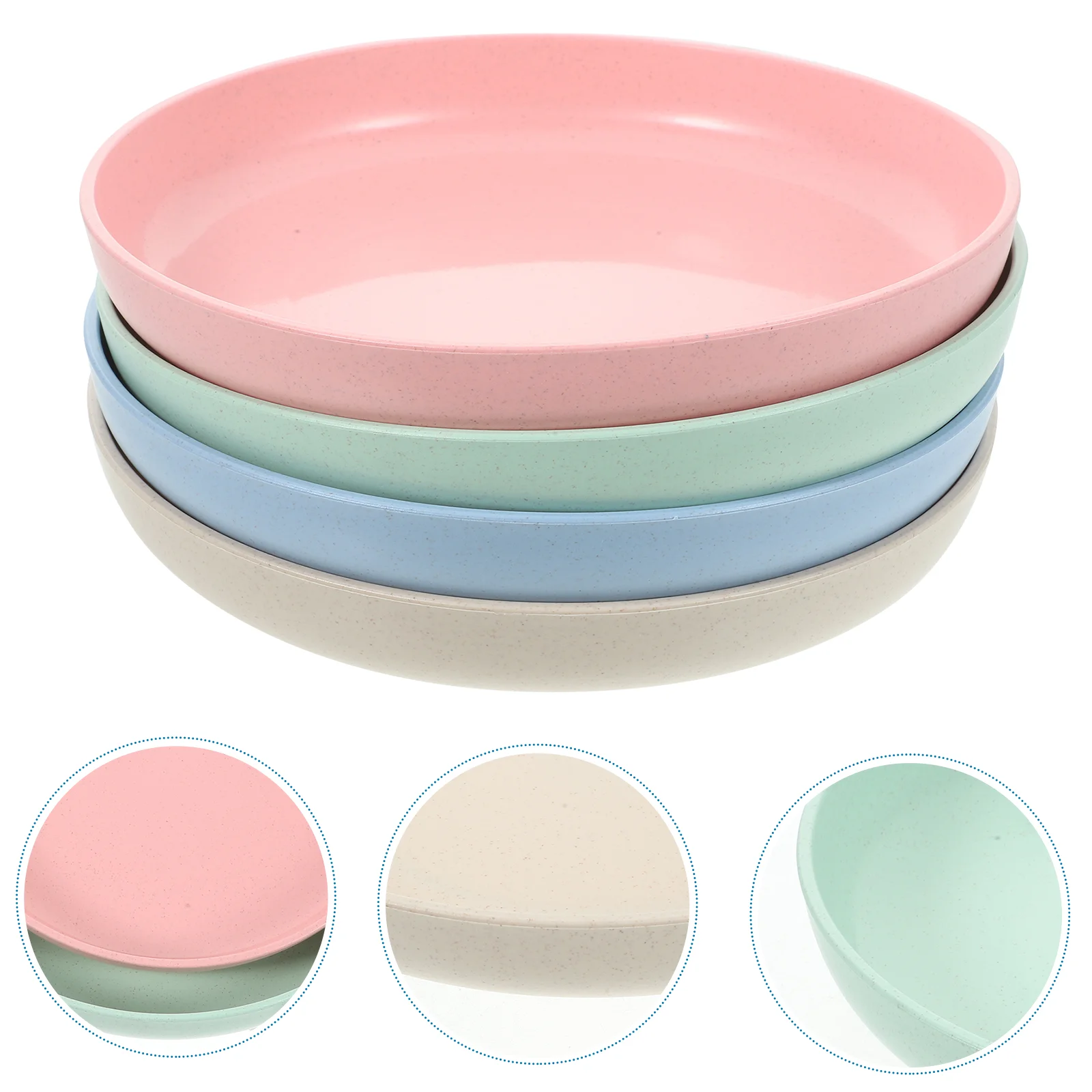 

4 Pcs Straw Plate Round Plates Appetizer Cute Dinner Plastic Food Polypropylene (pp) Dish Child Circle Tray